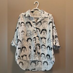 Black and white face pattern shirt